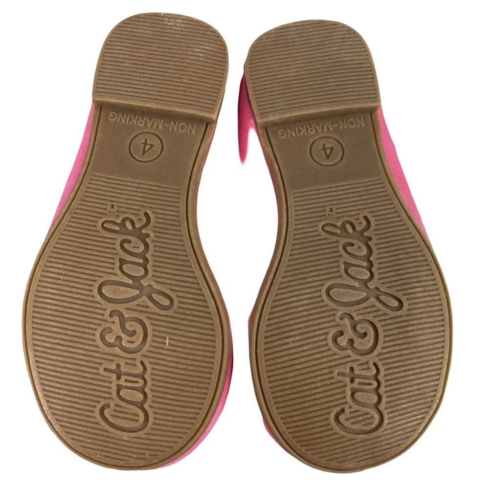 Cat & Jack Girls Becca Mary Jane Flat Shoes Pink Bow Slip On Round Toe 4 New
